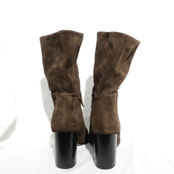 EILEEN FISHER Cinch SMOOTH Suede Block Heel Mid Boot Dark Brown, size 9 - Picture 7 of 7